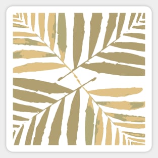 Geometric palm leaves gold on white , leaves, tropical , fall,  TeePublic Sticker